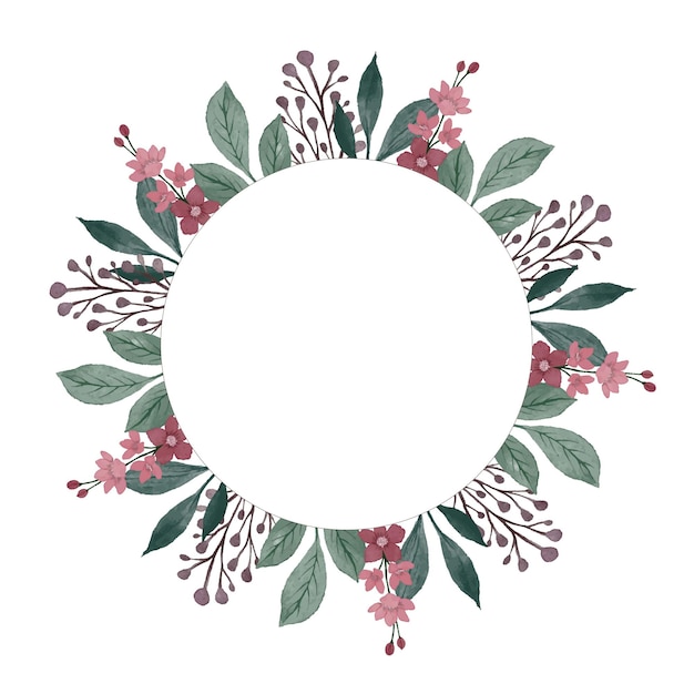 cadre circulaire avec bordage floral rouge bordage floriel rouge pour l'étiquette