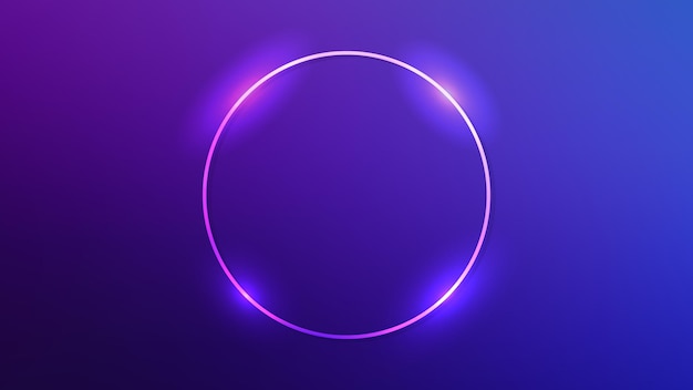Cadre circulaire néon avec effets brillants sur fond bleu foncé vide fond techno brillant illustration vectoriel