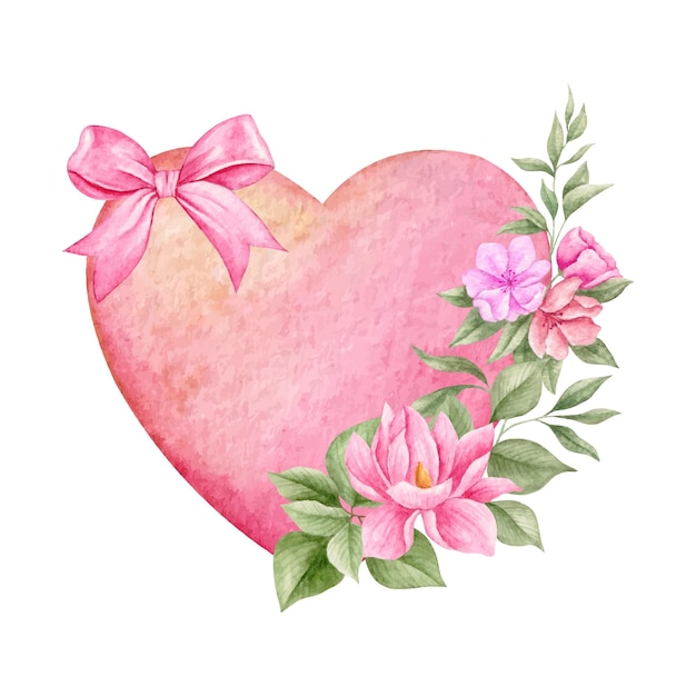 Cadre coeur floral décoratif Saint Valentin avec ruban