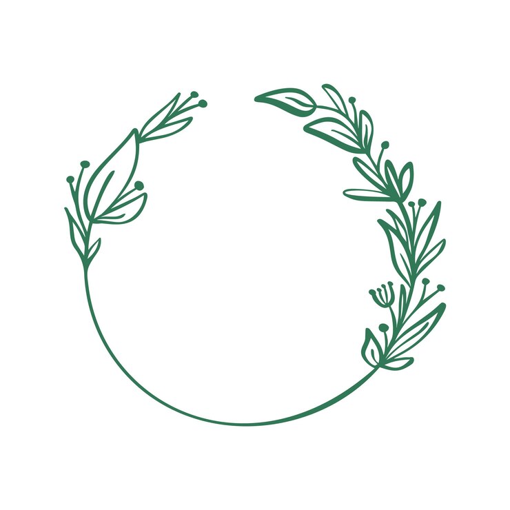 Vecteur cadre de couronne avec des feuilles et des branches. conception de décor avec place pour votre texte isolé sur blanc. floral esquissé