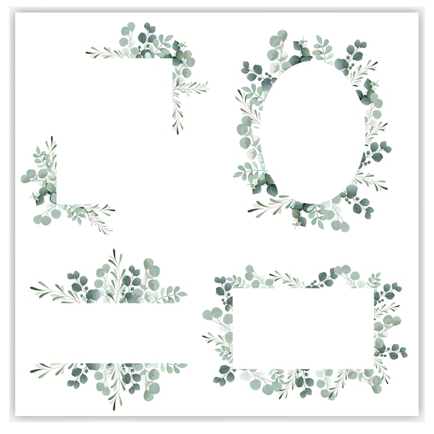 Cadre de couronne vierge avec eucalyptus vert