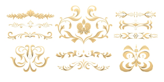 Cadre décoratif pièces ornementales monogramme de luxe et texte autocollants de bordure invitation de mariage et certificat autocollants cadre vectoriel isolé