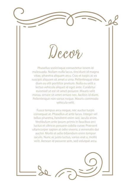 Cadre décoratif vectoriel élément élégant pour le modèle de conception place pour le texte