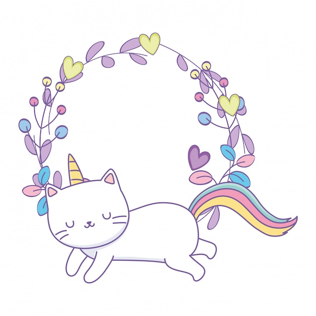 Cadre De Dessin Animé De Chat Licorne