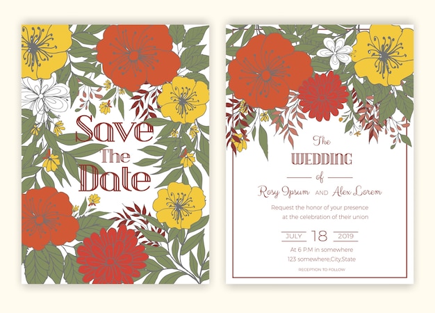 Cadre Dessiné Main Floral Pour Une Invitation De Mariage