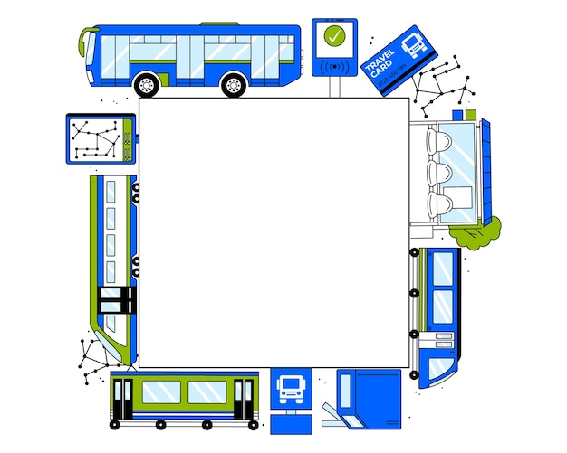 Vecteur cadre dessiné à la main pour les transports en commun