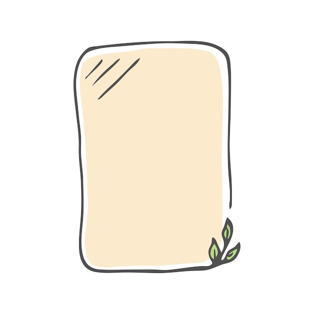 Vecteur cadre de doodle rectangle vertical avec des petites plantes simples et variées et des feuilles isolées sur fond blanc. illustration dessinée à la main