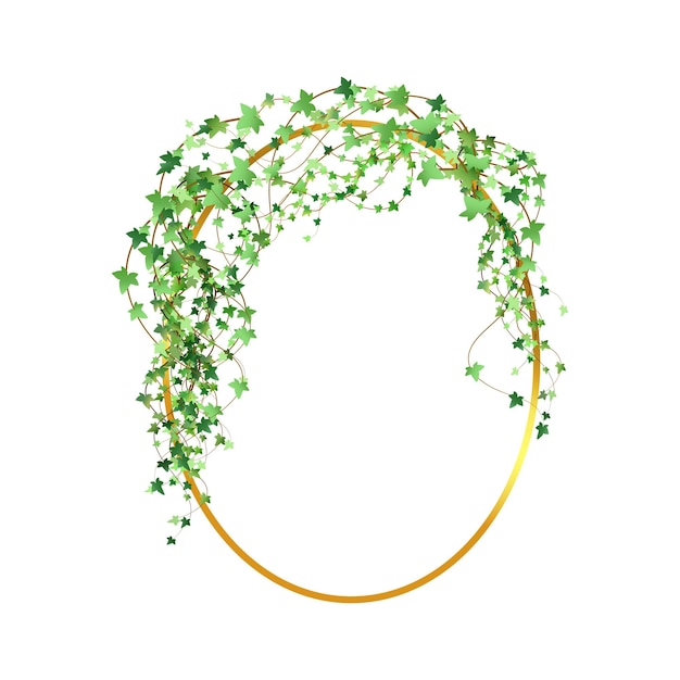 Cadre doré avec branche verteConception d'invitation abstraite avec feuilles tvigs et cadre géométriqueCadre vectoriel minimaliste à base de plantesInvitation carrée de mariage de verdure