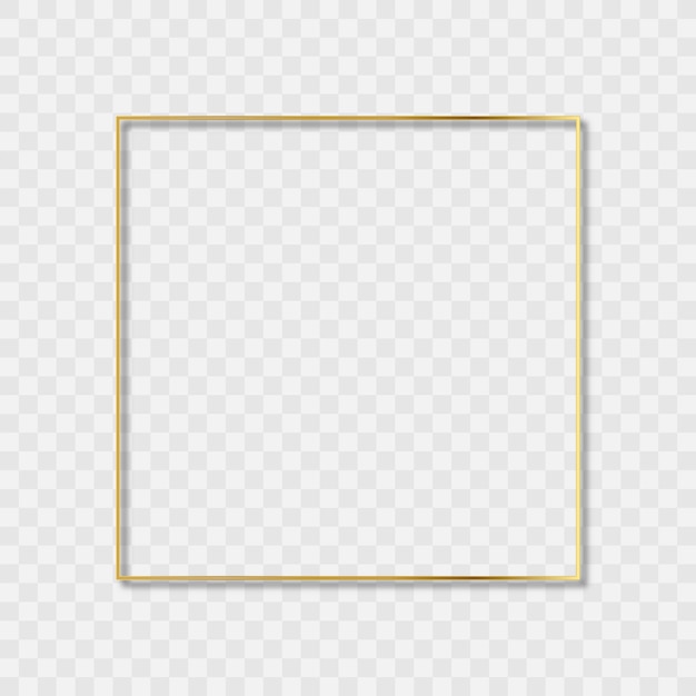 Vecteur cadre doré carré sur fond transparent