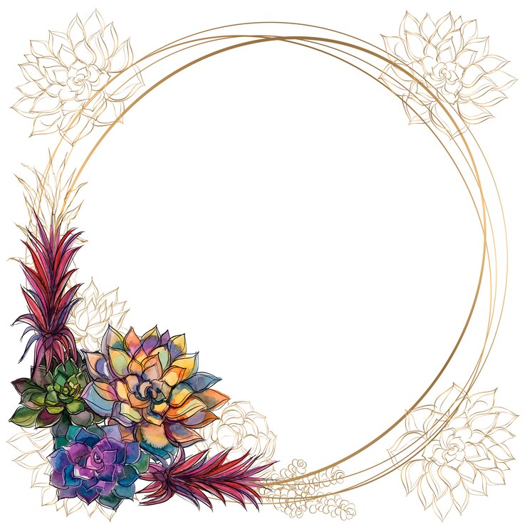 Cadre doré avec des fleurs