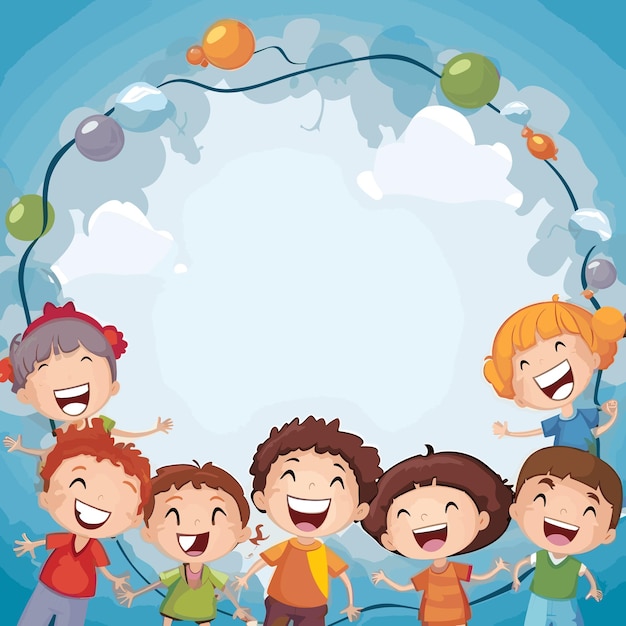 Heureux Cadre De Dessins Animés Pour Enfants. Clip Art Libres De Droits,  Svg, Vecteurs Et Illustration. Image 52879098