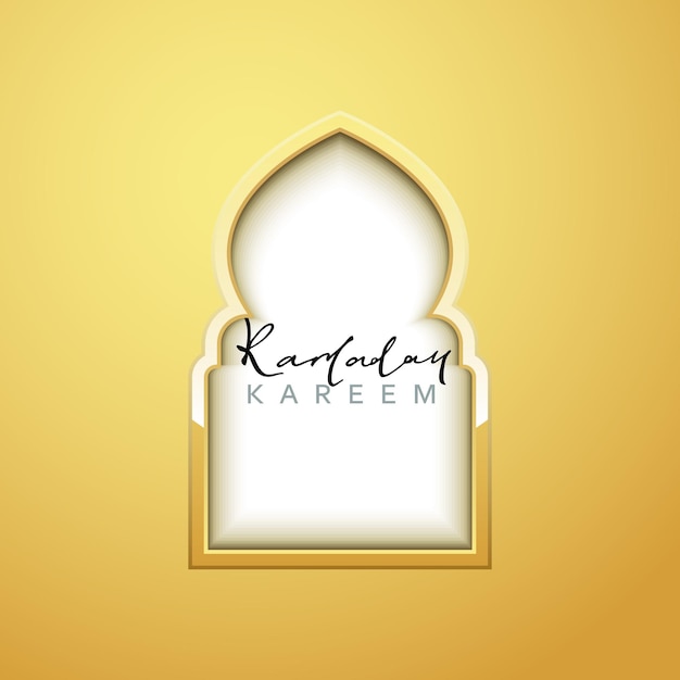 Cadre De Fenêtre Arabe Doré De Conception De Vacances De Ramadan Kareem. Célébrez Le Mois Sacré De Ramadhan Dans L'islam. Illustration Vectorielle