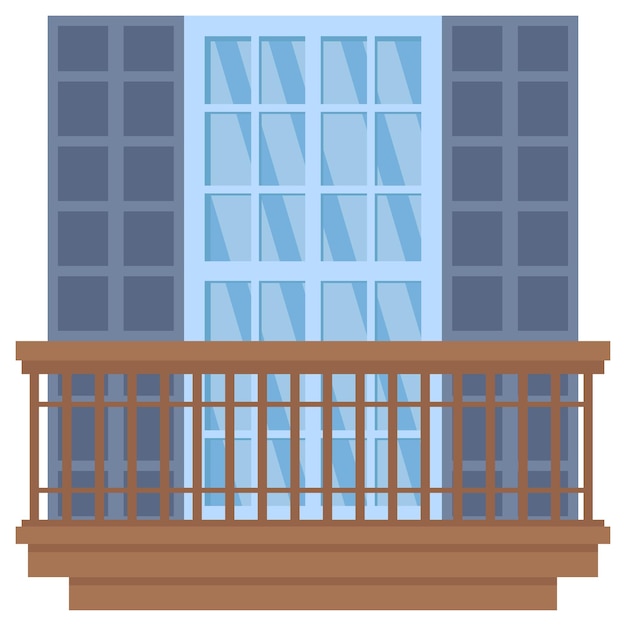 Cadre De Fenêtre En Fibre De Verre Avec Clôture En Bois, Idées De Design Extérieur De Maison Avec Vintage Et Balcon