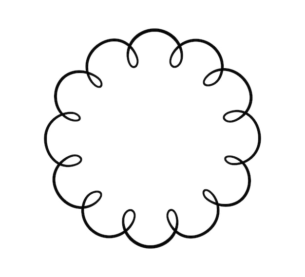 Vecteur cadre festonné de cercle de doodle formes d'ellipse de bord festonné dessinés à la main forme d'étiquette ronde simple cadre de dentelle de silhouette de fleur illustration vectorielle isolée sur fond blanc