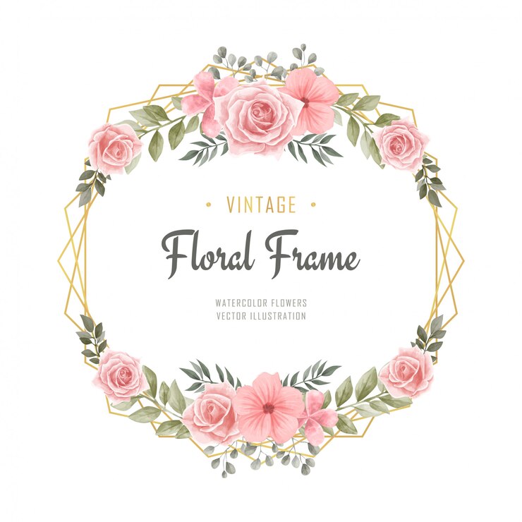Vecteur cadre de fiançailles fleurs aquarelle vintage