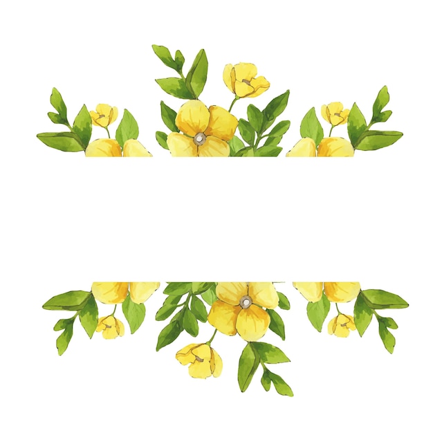Vecteur cadre de fleurs jaunes avec des feuilles