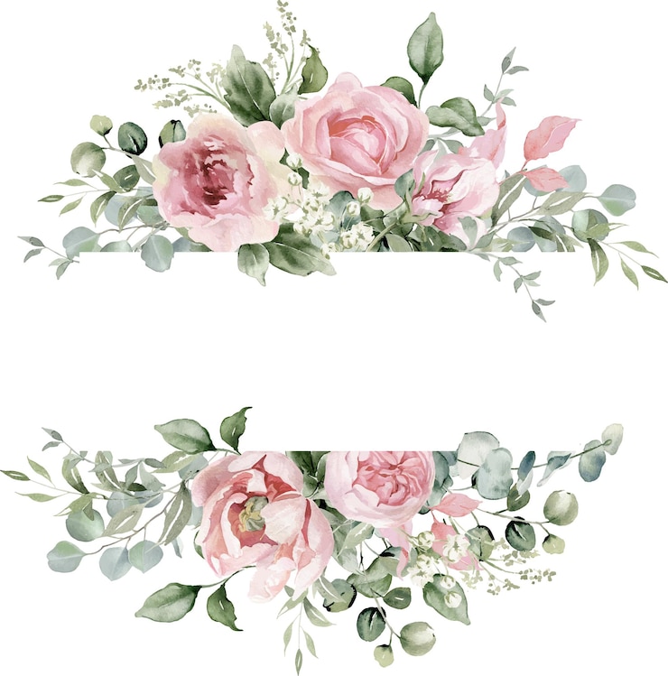 Vecteur cadre de fleurs mariage aquarelle élégante éléments roses clipart