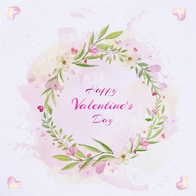 Cadre floral aquarelle. Carte de Saint Valentin avec cadre floral peint