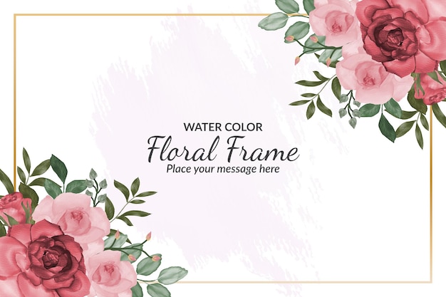 Cadre Floral Avec Aquarelle De Couronne Florale Rose Doux Vecteur gratuit