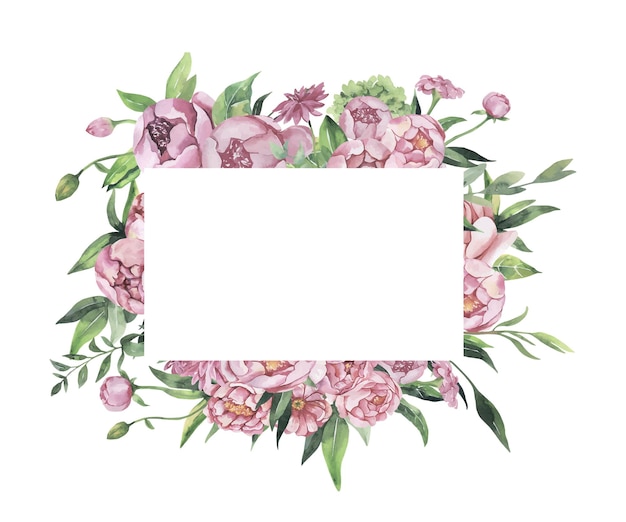 Cadre Floral Aquarelle Avec Des Fleurs