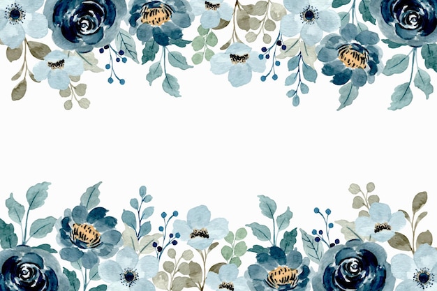 Cadre floral aquarelle. fond floral bleu doux