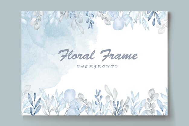 Vecteur cadre floral d'aquarelle d'hiver à feuilles bleues