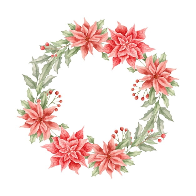 Cadre floral aquarelle joyeux noël style élégant