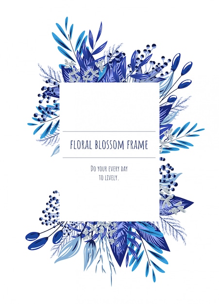 Le Cadre Floral Bleu Pour Les Cartes D'invitation Et Les Graphiques.