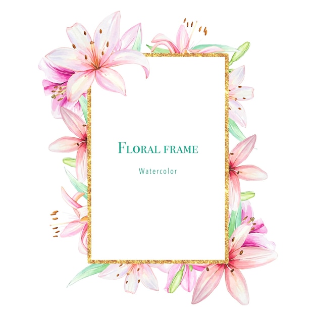 Cadre floral avec de délicates roses blush sur fond blanc