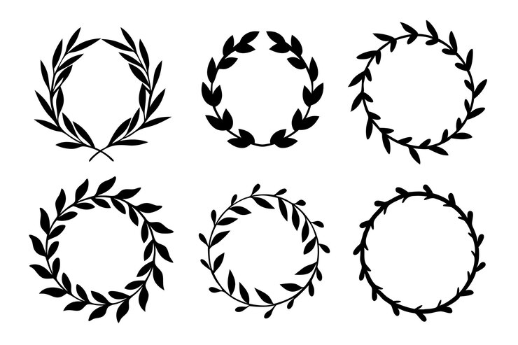 Vecteur cadre floral dessiné à la main logo de la couronne de feuilles cadre de mariage modèle de carte d'invitation
