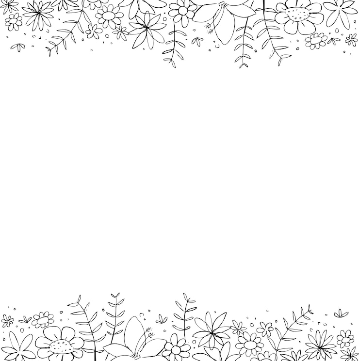 Vecteur cadre floral dessiné à la main
