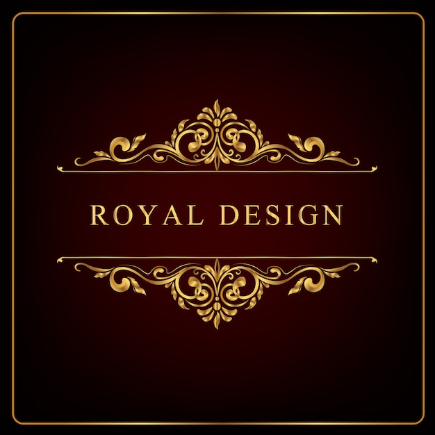Vecteur cadre floral doré royal, tourbillons d'ornement royal et vintage