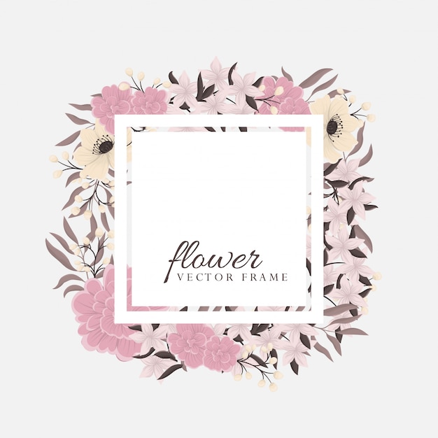 Cadre Floral Avec Des Fleurs Colorées.