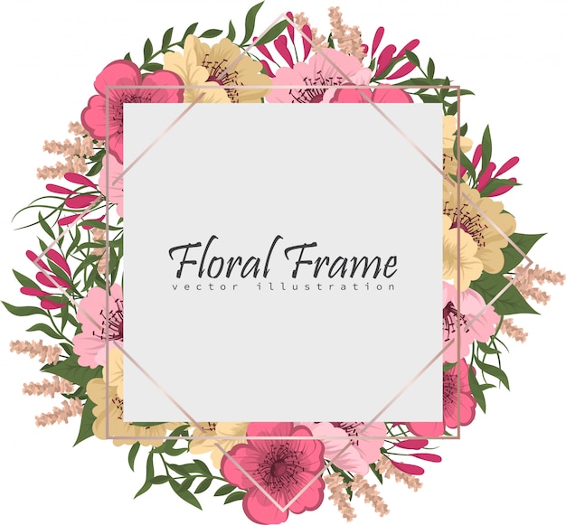 Vecteur cadre floral avec des fleurs colorées.