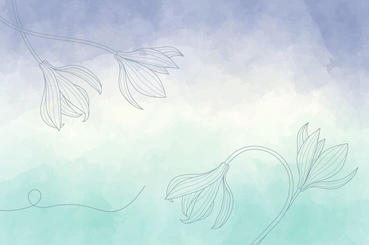 Cadre floral avec fond aquarelle