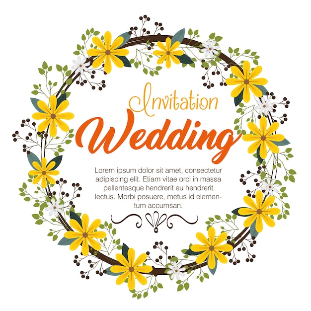 Cadre floral d&#39;invitation de mariage