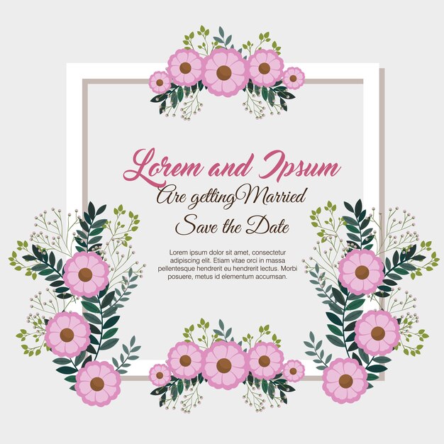 Cadre Floral D'invitation De Mariage