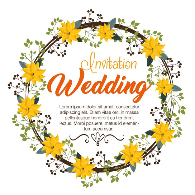 Cadre floral d&#39;invitation de mariage