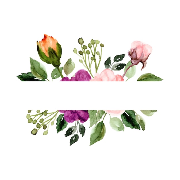 cadre floral rose et violet d'été dessiné à la main