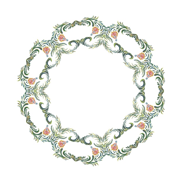 Cadre floral vectoriel Couronne florale Illustration dessinée à la main