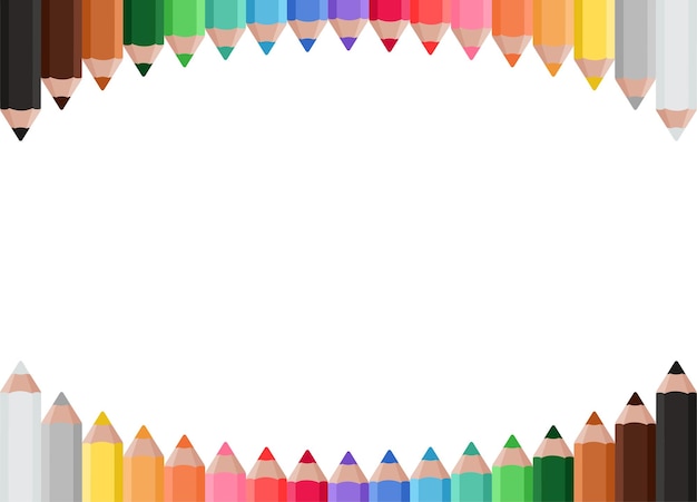 Cadre avec fond de crayons de couleur pour les annonces des enfants coupon de certificat de diplôme de photos