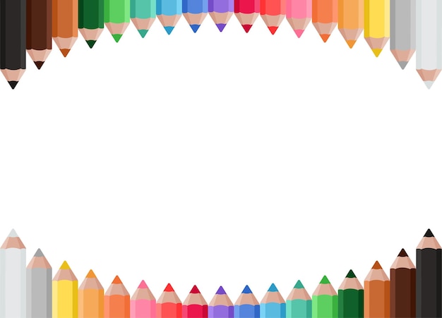 Cadre avec fond de crayons de couleur pour les annonces des enfants coupon de certificat de diplôme de photos