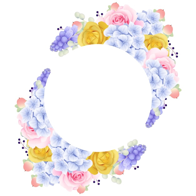 Cadre Fond Floral Avec Des Roses Et Des Hortensias