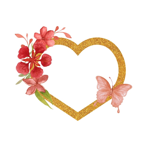 Vecteur cadre en forme de coeur floral happy valentines day