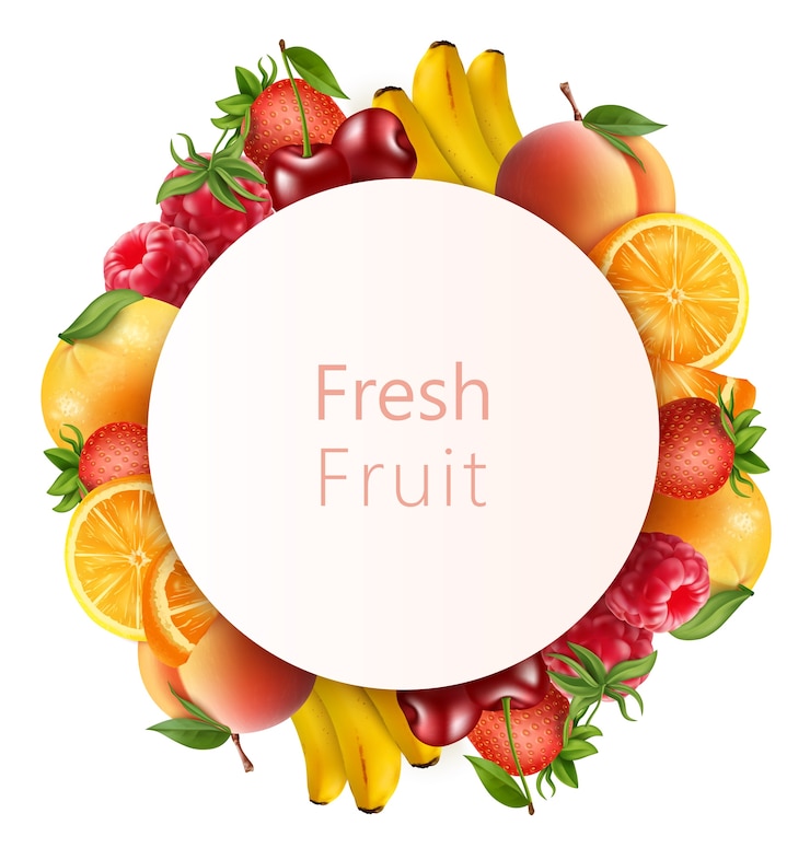Vecteur cadre de fruits dans un style réaliste
