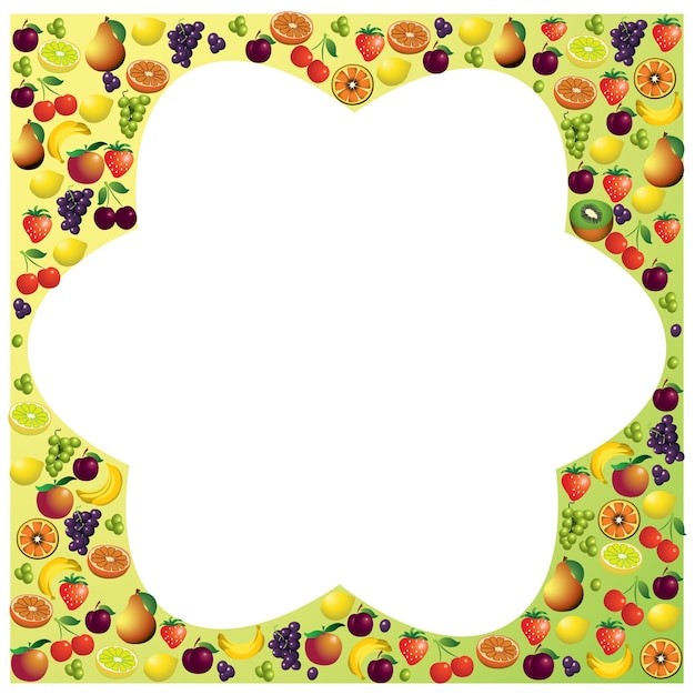 Vecteur cadre de fruits fait avec différents fruits thème alimentaire sain illustration vectorielle de composition