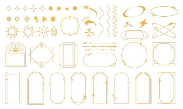 Cadre géométrique brillant étoiles figures tendance