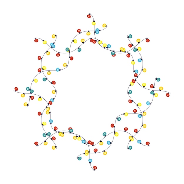 Cadre Avec Des Guirlandes Festives De Noël Et Des Ampoules Bordure Pour Les Vacances Du Nouvel An Et D'hiver