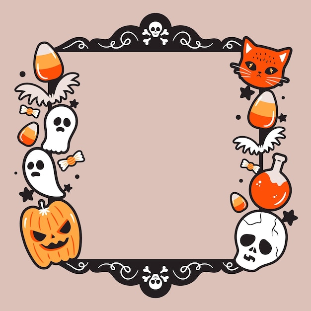 Cadre Halloween Au Design Plat