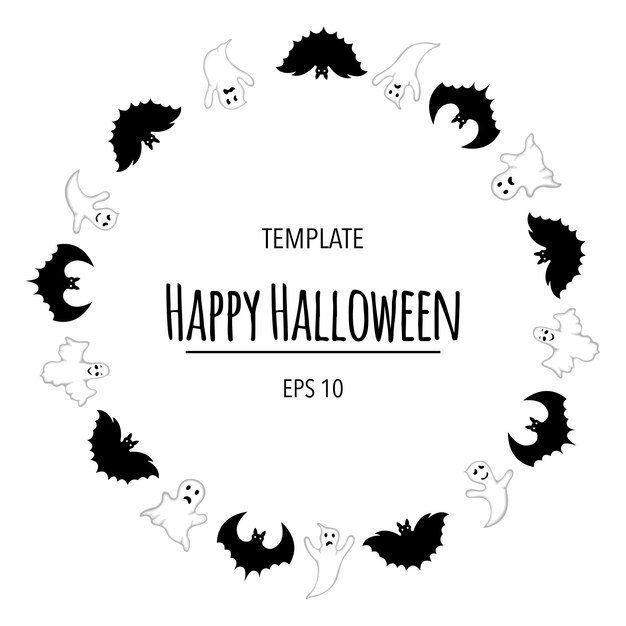 Cadre Halloween Pour Votre Texte Avec Des Attributs Traditionnels. Style De Bande Dessinée. Illustration Vectorielle.